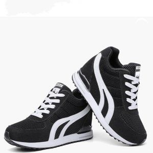 Women's Platform Sneakers Wedges High Top Lace Up Shoes Increase Fashio